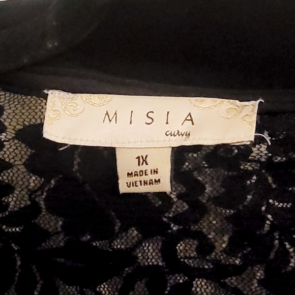 MISIA CURVY LITE WEIGHT JACKET / black / 1X / lace sleeves/ zip up - Picture 2 of 5